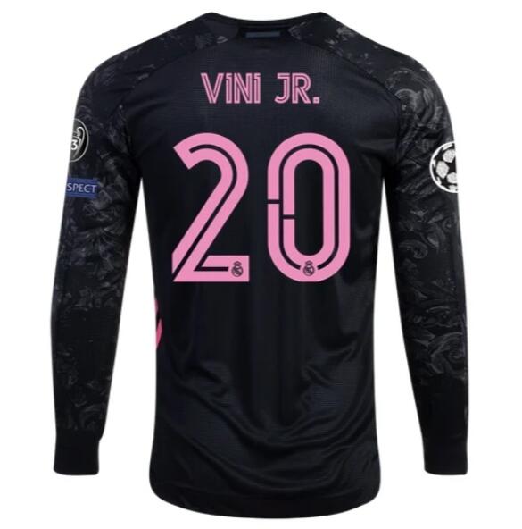 Real Madrid Long Sleeve Third Soccer Jersey Shirt VINÍCIUS JÚNIOR #20 2020/21